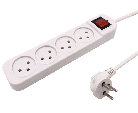  רב שקע 4 שקעים עם מפסק + 1 מטר כבל