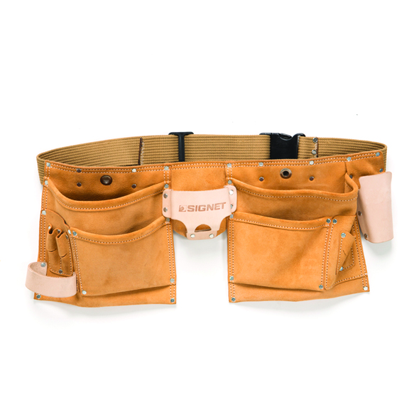 חגורת כלים עור מחוזק 10 תאים + מחזיק כלים